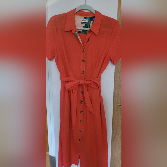 heyton Dresses & Skirts - Linen, Coral dress with pockets